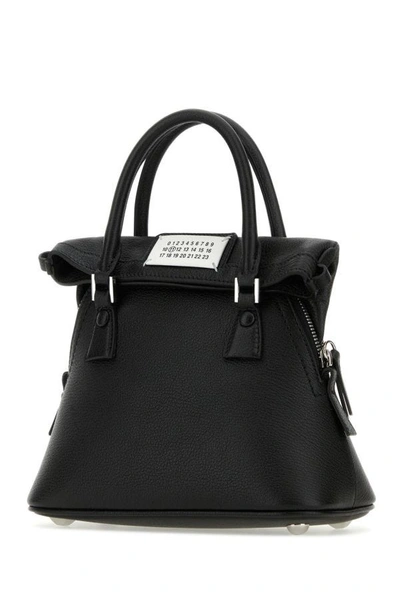 Shop Maison Margiela Woman Black Leather Micro 5ac Handbag