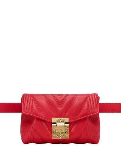 Shop Mcm Patricia Leather Crossbody In Red