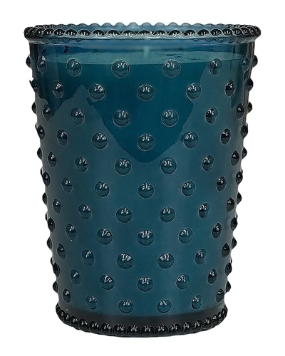 Shop Simpatico Ambergris Hobnail Glass Candle In Blue
