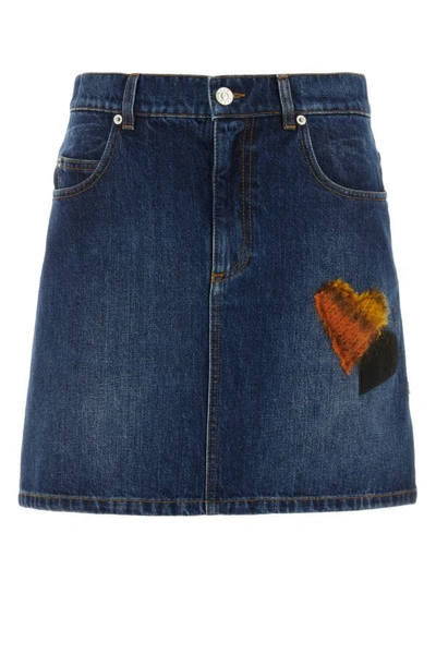 Shop Marni Woman Blue Denim Mini Skirt