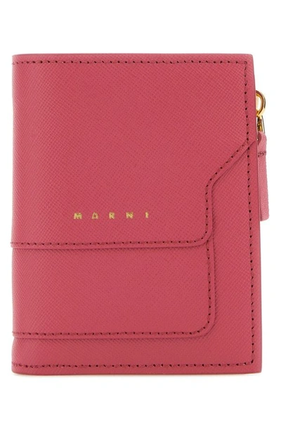 Shop Marni Woman Fuchsia Leather Wallet In Pink