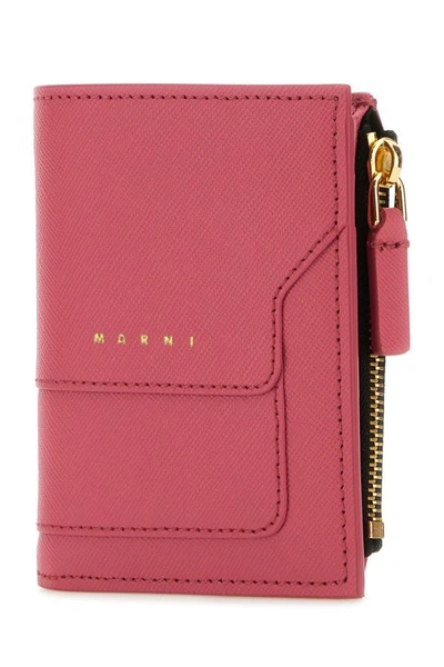 Shop Marni Woman Fuchsia Leather Wallet In Pink