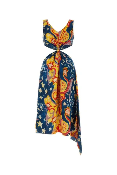 Shop Marni Woman Printed Satin Dress In Multicolor