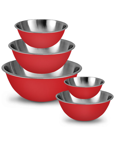 Shop Glomery Stainless Steel Mixing Bowls Set In Red