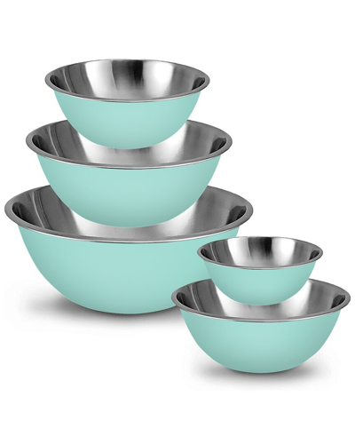 Shop Glomery Stainless Steel Mixing Bowls Set In Blue