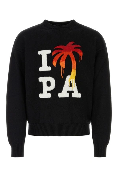 Palm Angels I Love Pa Wool Blend Sweater In Black