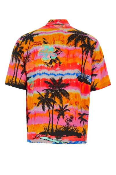 Shop Palm Angels Man Printed Viscose Shirt In Multicolor