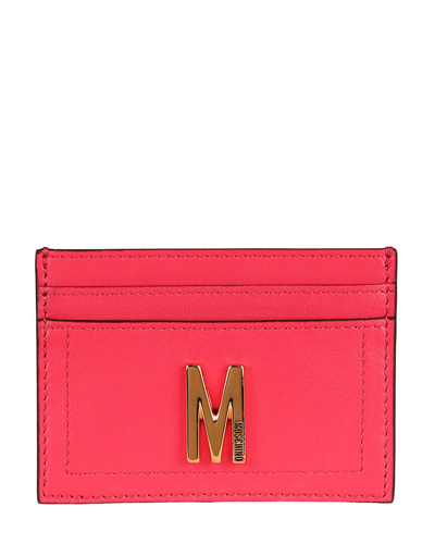 Moschino Card Holder With Gold Plaque In Pink | ModeSens
