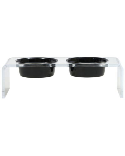 Shop Hiddin Small Clear Double Bowl Pet Feeder With Black Bowls