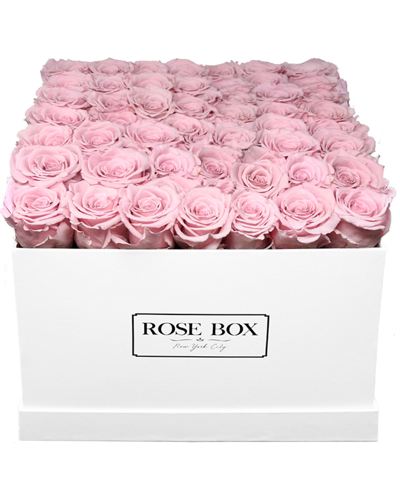 Shop Rose Box Nyc Large White Square Box With Light Pink Roses