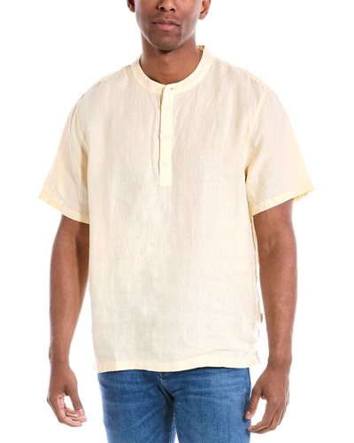 Shop Onia Home Linen Henley In Yellow