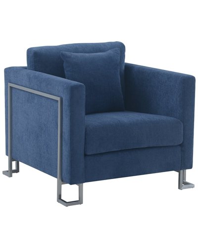 Shop Armen Living Heritage Upholstered Accent Chair In Blue