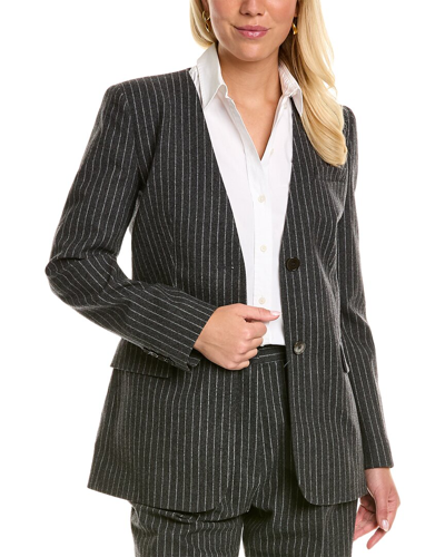 Shop Michael Kors Pinstripe Wool-blend Blazer In Grey