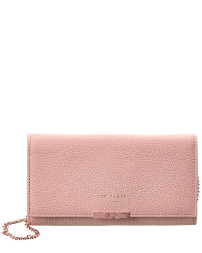 Shop Ted Baker Janet Leather Wallet On Chain In Pink