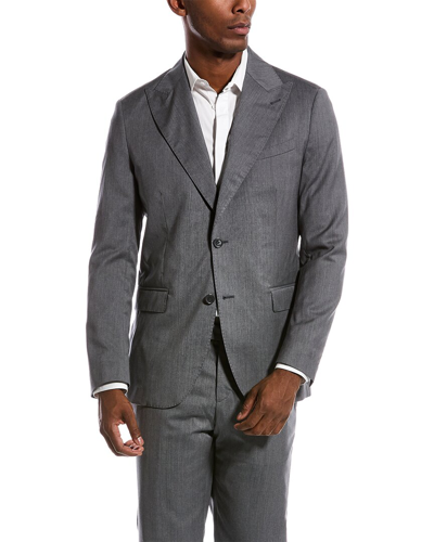Shop Zanetti Black Label 2pc Wool Suit In Grey