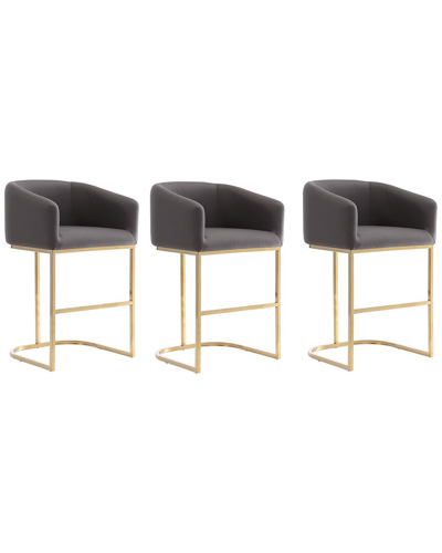 Manhattan Comfort Set Of 3 Louvre Counter Stools