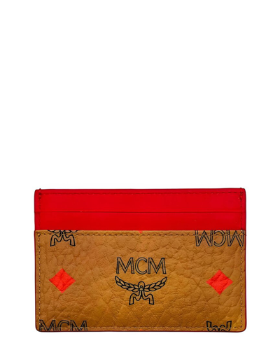 Shop Mcm Diamond Rainbow Coated Canvas Wallet In Brown