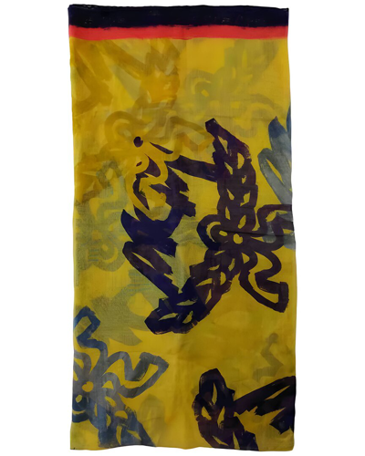 Shop Mcm Silk-blend Scarf In Yellow