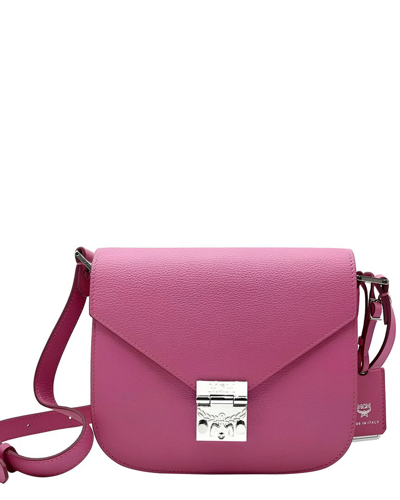 Shop Mcm Patricia Leather Shoulder Bag In Pink