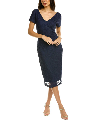 Shop Js Collections Erin V-neck Midi Dress In Blue