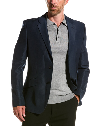 Shop Ted Baker Lancej Slim Fit Linen & Wool-blend Blazer In Blue