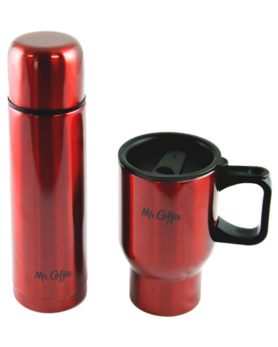 Mr Coffee Mr. Coffee Javelin 2pc Double Wall Thermos And Travel Mug Gift Set In Red