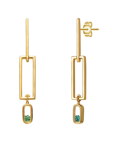 Rachel Glauber 14k Gold Plated Emerald Cubic Zirconia Drop Earrings