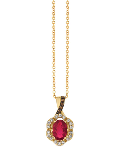 Shop Le Vian ® 14k Honey Gold™ 0.87 Ct. Tw. Diamond & Ruby Pendant Necklace