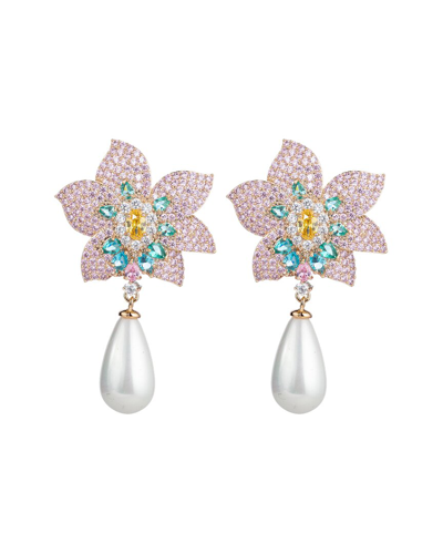 Eye Candy La Luxe Collection Cindy Pink Cubic Zirconia Crystal Flower Earring