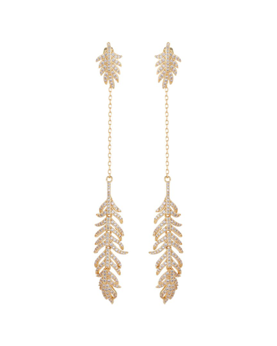 Eye Candy La Feather 18k Gold Plated Cz Drop Earring