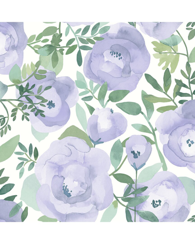 Shop Nuwallpaper Periwinkle Peachy Keen Flower Peel & Stick Wallpaper In Blue