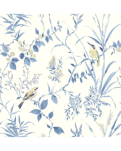 Shop Nuwallpaper Blue Songbird Peel & Stick Wallpaper