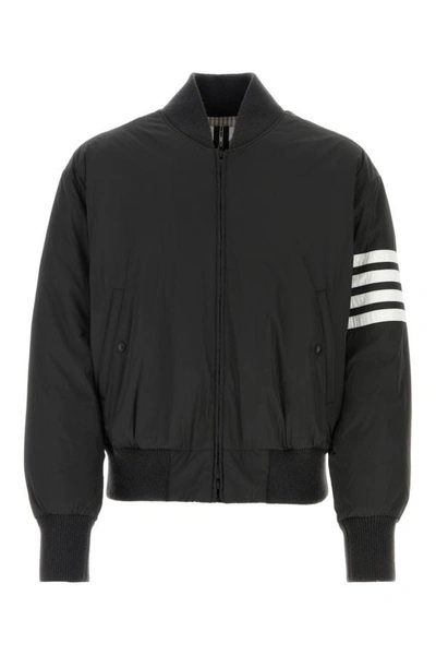 Shop Thom Browne Man Black Polyester Bomber Jacket