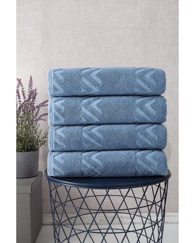 Shop Ozan Premium Home Sovrano 4pc Bath Towels In Blue