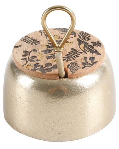Shop Cravings By Chrissy Teigen 4in Aluminum Spice Cellar And Spoon With Mango Wood Lid In Gold