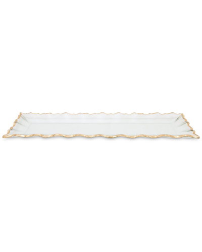 Alice Pazkus 19in Glass Oblong Tray With Gold Edge In Gold