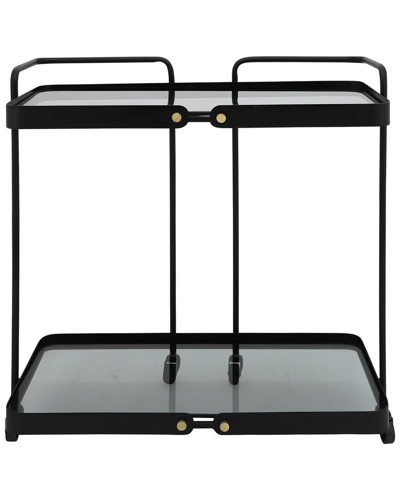 Sagebrook Home Metal 27in 2-layered Bar Cart W/ Smokey Glass In Black