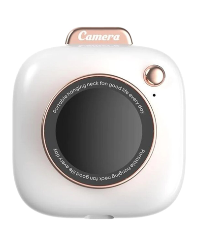 Multitasky Mini White Camera-shaped Necklace Fan In White