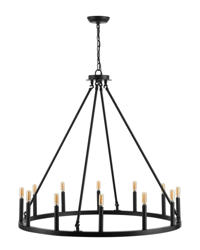 Jonathan Y Gio 12-light Iron Classic Industrial Ring Led Chandelier In Bronze