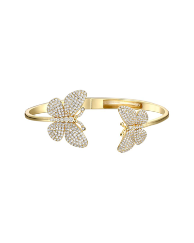 Shop Rachel Glauber 14k Plated Cz Butterfly Bangle Bracelet