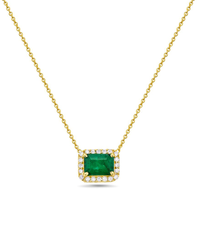 Shop Forever Creations Signature Forever Creations 14k 1.07 Ct. Tw. Diamond & Emerald Halo Necklace