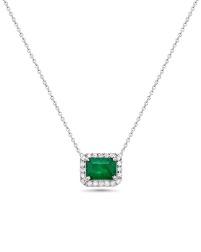 Shop Forever Creations Signature Forever Creations 14k 1.07 Ct. Tw. Diamond & Emerald Halo Necklace
