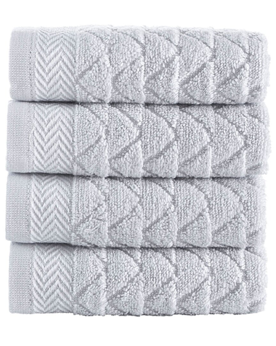 Shop Brooks Brothers Herringbone 4pc Wash Towels In Silver