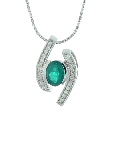 Shop Suzy Levian 14k 0.85 Ct. Tw. Diamond & Emerald Pendant