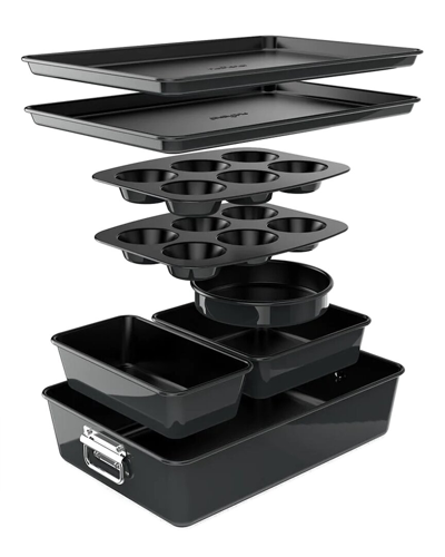 Shop Nutrichef Black 8pc Stackable Carbon Steel Bakeware Set
