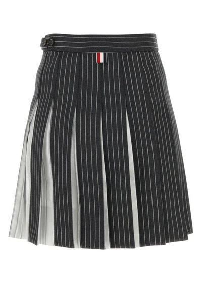 Shop Thom Browne Woman Embroidered Wool Mini Skirt In Multicolor