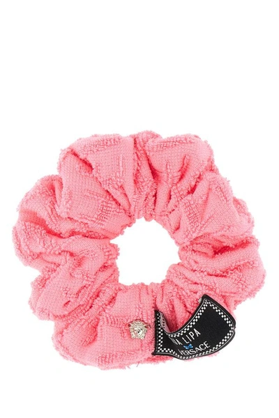 Shop Versace Woman Pink Terry Fabric Scrunchie