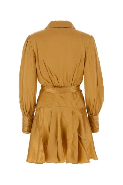 Shop Zimmermann Woman Ochre Silk Mini Dress In Yellow
