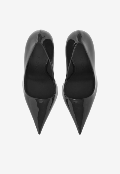 Ferragamo Eva 105 Patent Leather Pumps In Black