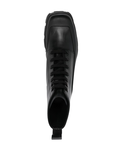 Shop Prada Square-toe Leather Combat Boots In Black